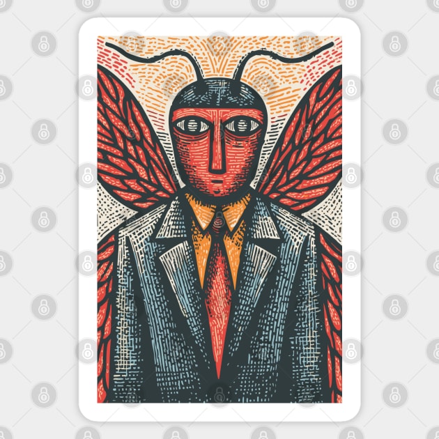 Surreal Moth-Headed Executive in Suit Art Design Sticker by TuncGK